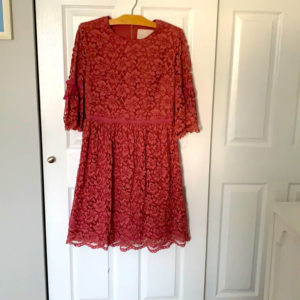 Gal Meet Glam dusty rose midi dress in size 12